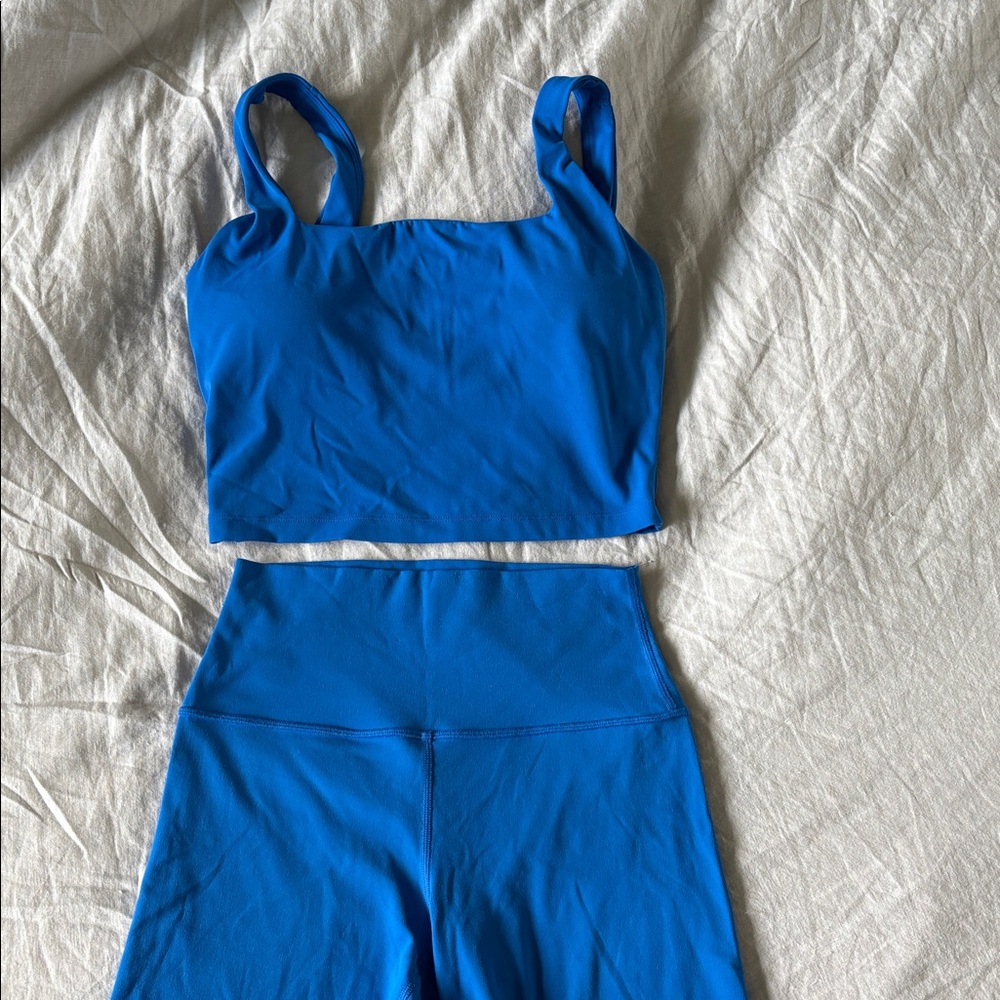 Blue Athletic Crop Top and short Set